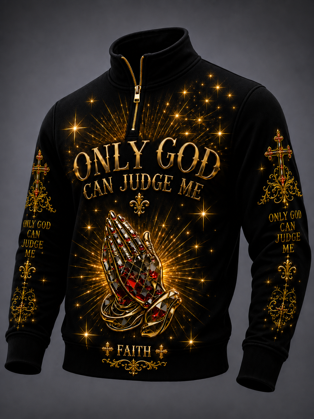 Faith Art Print Long Sleeve Zipper Sweatshirt